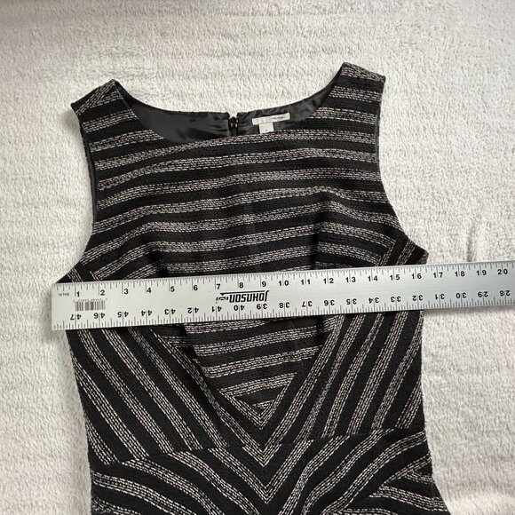 Halogen Womens Black White Striped Textured Sleeveless A-Line Mini Dress Size 6 - Picture 6 of 9